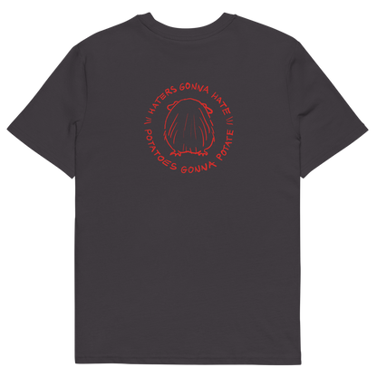 Unisex organic cotton t-shirt GUINEA PIG "Haters gonna hate, potatoes gonna potate" (red print)