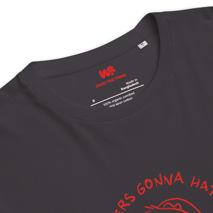 Unisex organic cotton t-shirt GUINEA PIG "Haters gonna hate, potatoes gonna potate" (red print)