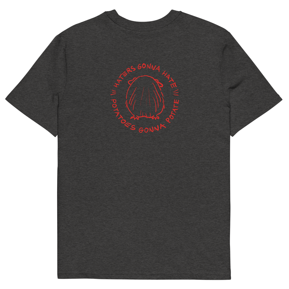 Unisex organic cotton t-shirt GUINEA PIG "Haters gonna hate, potatoes gonna potate" (red print)