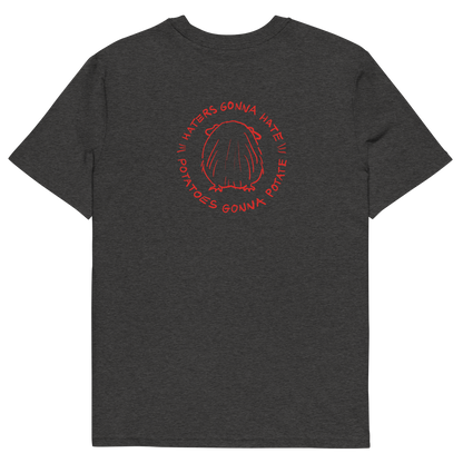 Unisex organic cotton t-shirt GUINEA PIG "Haters gonna hate, potatoes gonna potate" (red print)