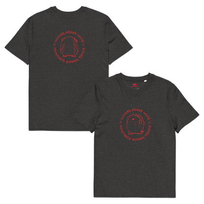 Unisex organic cotton t-shirt GUINEA PIG "Haters gonna hate, potatoes gonna potate" (red print)