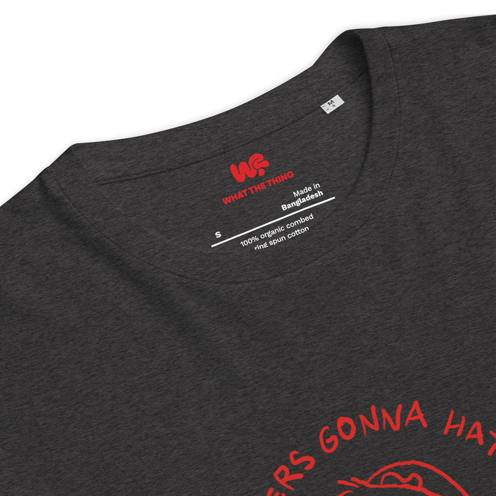 Unisex organic cotton t-shirt GUINEA PIG "Haters gonna hate, potatoes gonna potate" (red print)