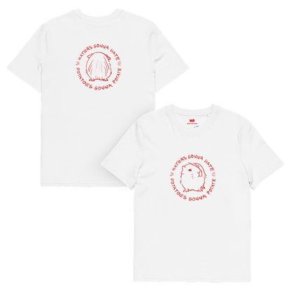 Unisex organic cotton t-shirt GUINEA PIG "Haters gonna hate, potatoes gonna potate" (red print)